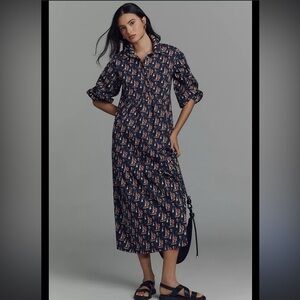 NEW Anthropologie Maeve Bettina Tiered Ruffle Sailboat Maxi Shirt Dress, 2X